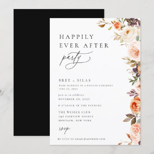 Earthy Autumn Floral Happily Ever After Party Invitation