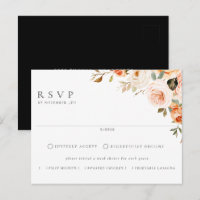 Earthy Autumn Floral Meal Choice Wedding RSVP