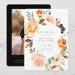 Earthy Autumn Floral Photo Save The Date