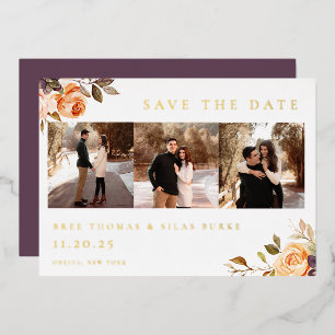 Earthy Autumn Floral Photo Save The Date
