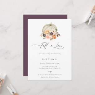 Earthy Autumn Floral Pumpkin Bridal Shower Invitation