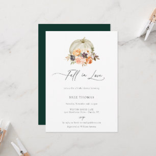 Earthy Autumn Floral Pumpkin Bridal Shower Invitation