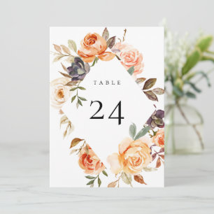 Earthy Autumn Floral Table Number Card