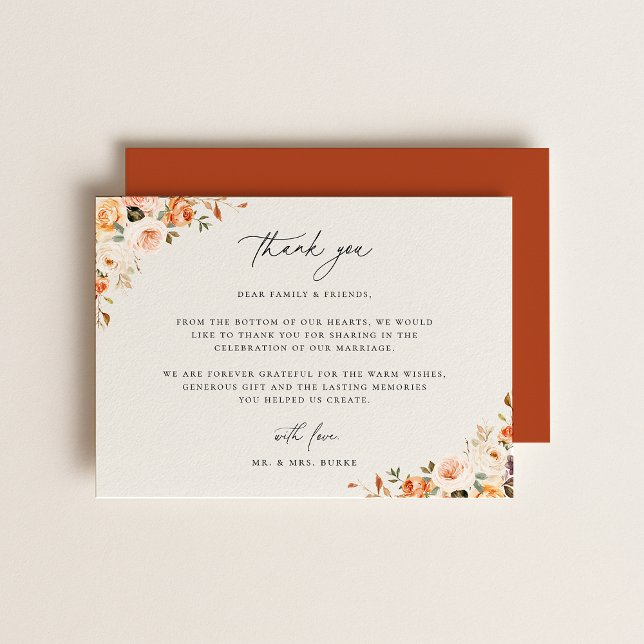Earthy Autumn Floral  Thank You Card (Creator Uploaded)