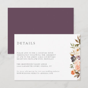 Earthy Autumn Floral Wedding Details Card