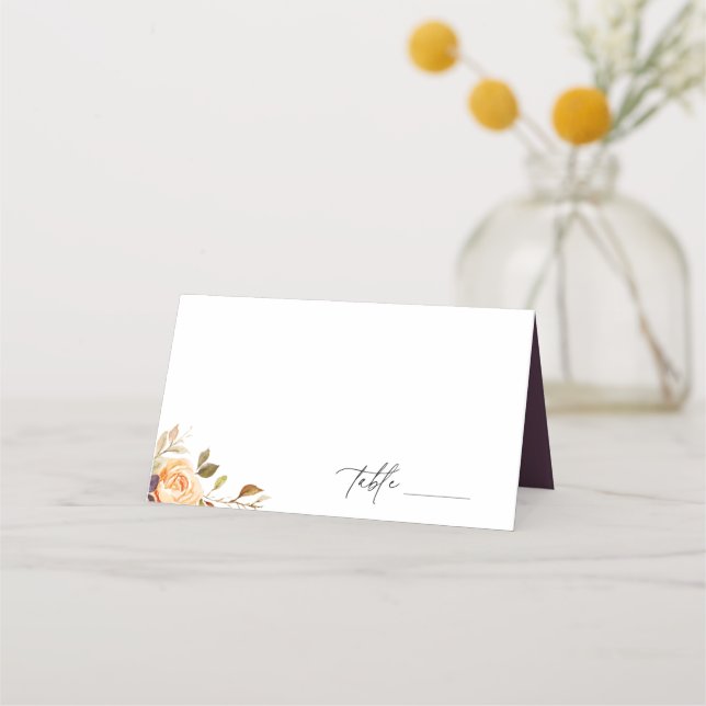 Earthy Autumn Floral Wedding Place Card (Front)