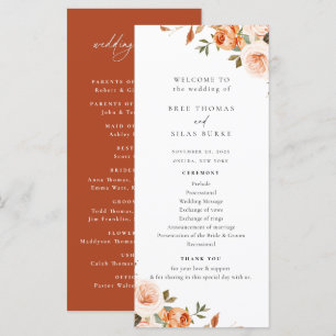 Earthy Autumn Floral Wedding Program