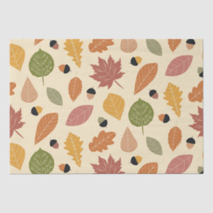 Earthy Autumn Leaves with Acorns on beige  Tissue Paper