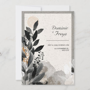 Earthy Avant-Garde Foliage Wedding  Invitation