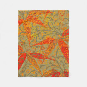 Earthy Bamboo Art Print Orange  Fleece Blanket