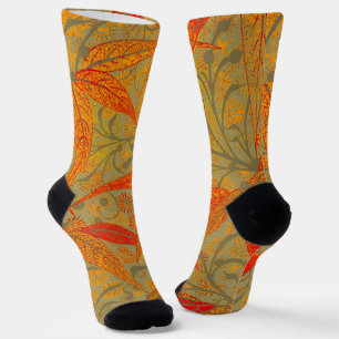 Earthy Bamboo Art Print Orange Socks