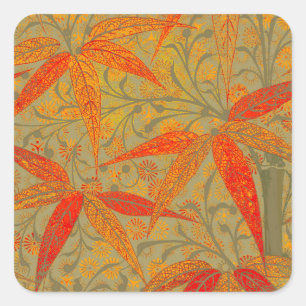 Earthy Bamboo Art Print Orange  Square Sticker