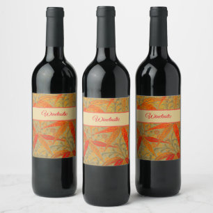 Earthy Bamboo Art Print Orange  Wine Label