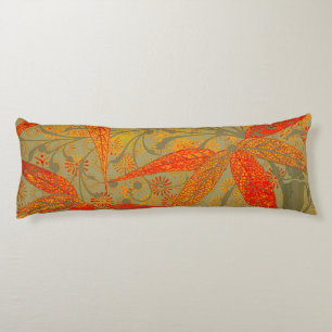 Earthy Bamboo Art Vintage Print Orange  Body Pillow