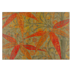 Earthy Bamboo Art Vintage Print Orange  Cutting Board