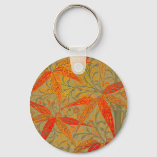 Earthy Bamboo Art Vintage Print Orange  Keychain