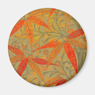 Earthy Bamboo Art Vintage Print Orange  Magnet