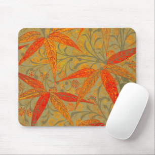 Earthy Bamboo Art Vintage Print Orange  Mouse Pad