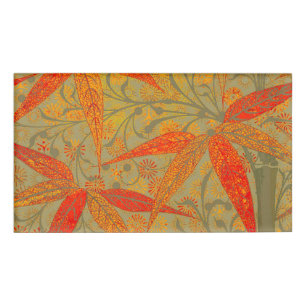 Earthy Bamboo Art Vintage Print Orange  Name Tag
