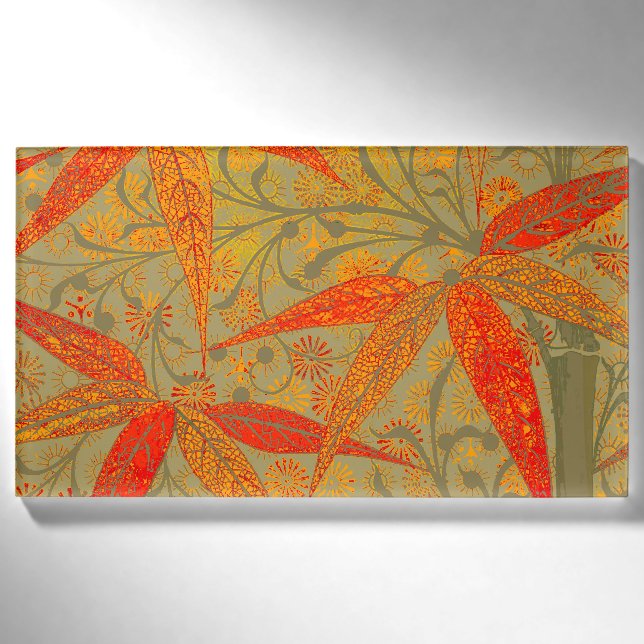 Earthy Bamboo Art Vintage Print Orange  Name Tag (Front)