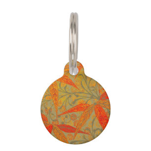 Earthy Bamboo Art Vintage Print Orange Pet Tag
