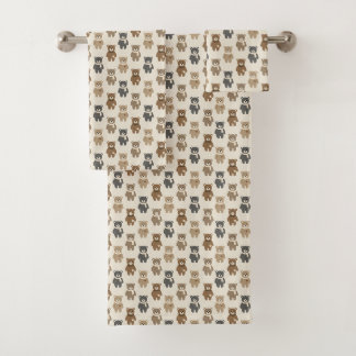 Earthy Bear Pattern Kids Towel Set