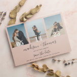 Earthy Beige Script 3 Photo Wedding Save The Date Magnetic Invitation<br><div class="desc">Earthy Beige Script 3 Photo Wedding Save The Date Magnetic Invitation</div>
