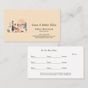 Earthy Beige Terracotta Hair Salon Appointment ＆ Business Card