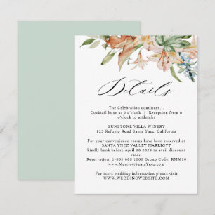 Earthy Blooms Wedding Details White and Green Enclosure Card