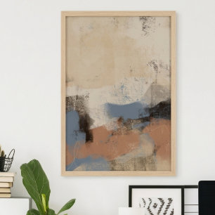 Earthy Blue Abstract Brushstroke Poster