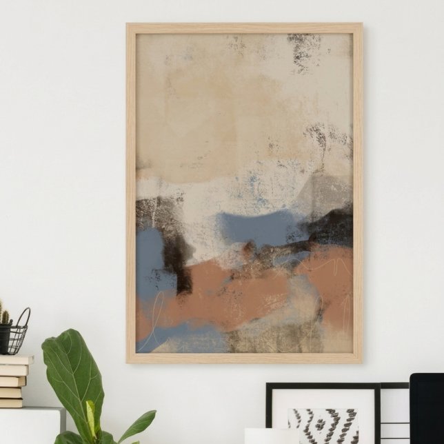 Earthy Blue Abstract Brushstroke Poster (Modern earth-tone abstract art—a sophisticated addition to any living space or home office.)