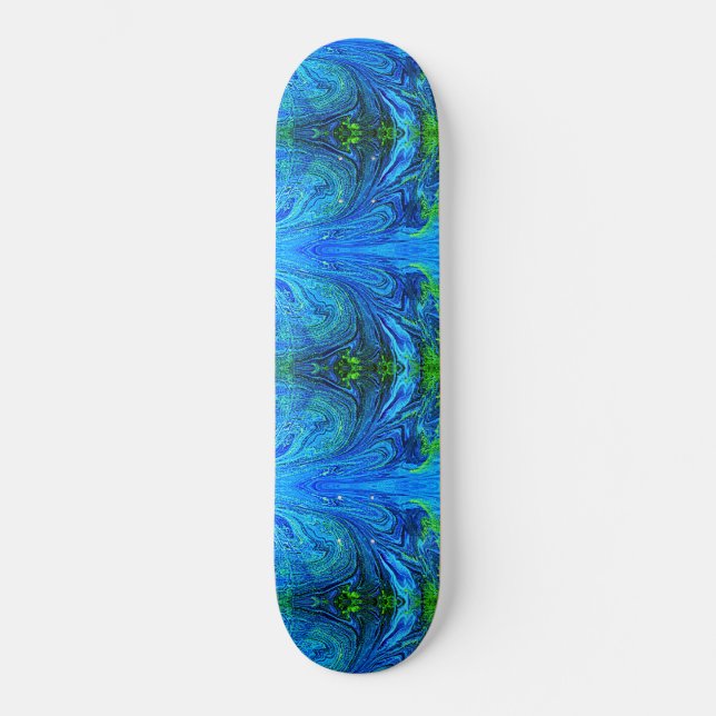Earthy Blue Green Abstract Skateboard (Front)