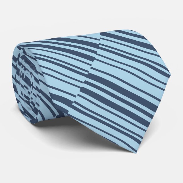 Earthy Blue Stripes Tie (Rolled)