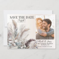 Earthy Bohemian Floral Feathers Save the Date