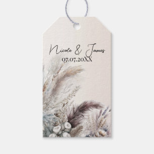 Earthy Bohemian Floral Feathers Wedding Gift Tags