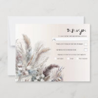 Earthy Bohemian Floral Feathers Wedding RSVP