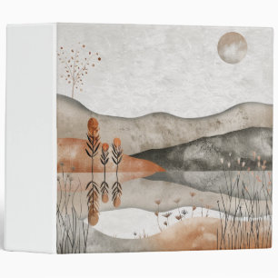 Earthy Bohemian Lake Terracotta Moon Landscape Binder