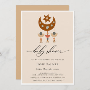 Earthy Bohemian Moon Mobile Baby Shower Invitation