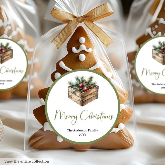 Earthy Bohemian Watercolor Christmas Favor Sticker (Earthy Bohemian Watercolor Christmas Favor Sticker

)
