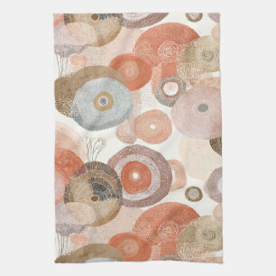 Earthy Boho Abstract Circles Organic Design Kitchen Towel