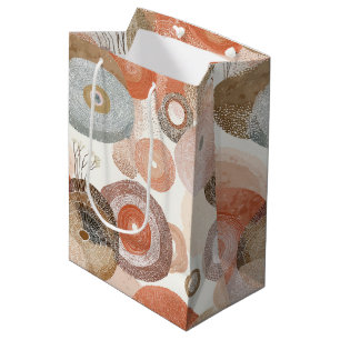 Earthy Boho Abstract Circles Organic Design Medium Gift Bag