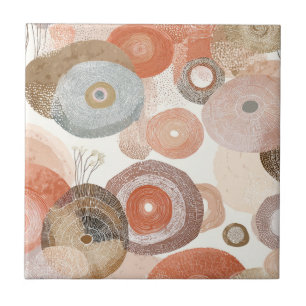 Earthy Boho Abstract Circles   Organic Design Tile