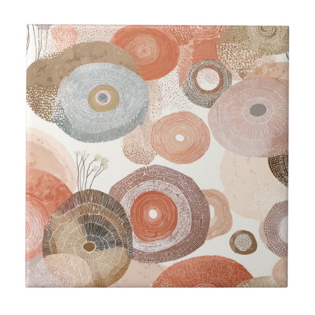 Earthy Boho Abstract Circles | Organic Design Tile (Front)