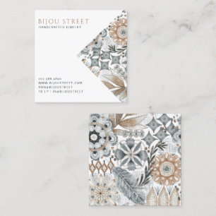 Earthy Boho Abstract Jewelry Designer Square Business Card