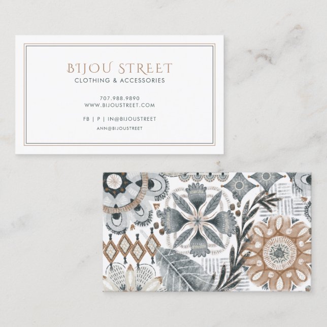 Earthy Boho Abstract Retail Clothing Business Card (Front/Back)