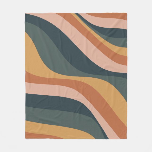 Earthy Boho Abstract Wavy Swirl Lines Terracotta   Fleece Blanket (Front)
