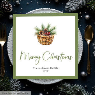 Earthy Boho Botanical Christmas Bouquet Table  Napkin