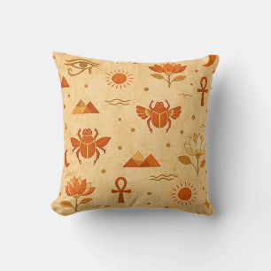 Earthy Boho Egyptian Pattern-Minimalist Pharaonic Throw Pillow