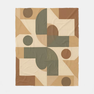 Earthy Boho Geometric Abstract Fleece Blanket