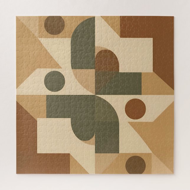 Earthy Boho Geometric Abstract Jigsaw Puzzle (Vertical)